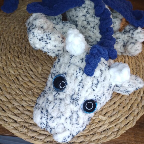 Blue Fleck Crochet Plushie Dragon.  Handmade by ME! - Picture 2 of 8